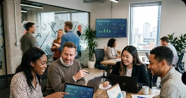 Team meeting in a bright office